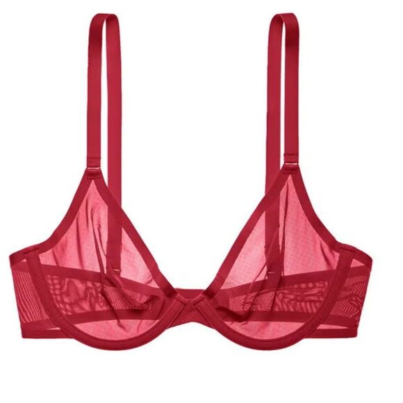 CUUP Plunge Mesh Bra in Scarlett Red, Size 36A NEW w/TAG - Picture 2 of 6